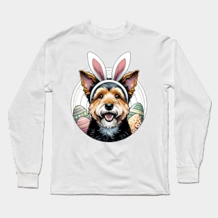 Australian Terrier with Bunny Ears Welcomes Easter Season Long Sleeve T-Shirt